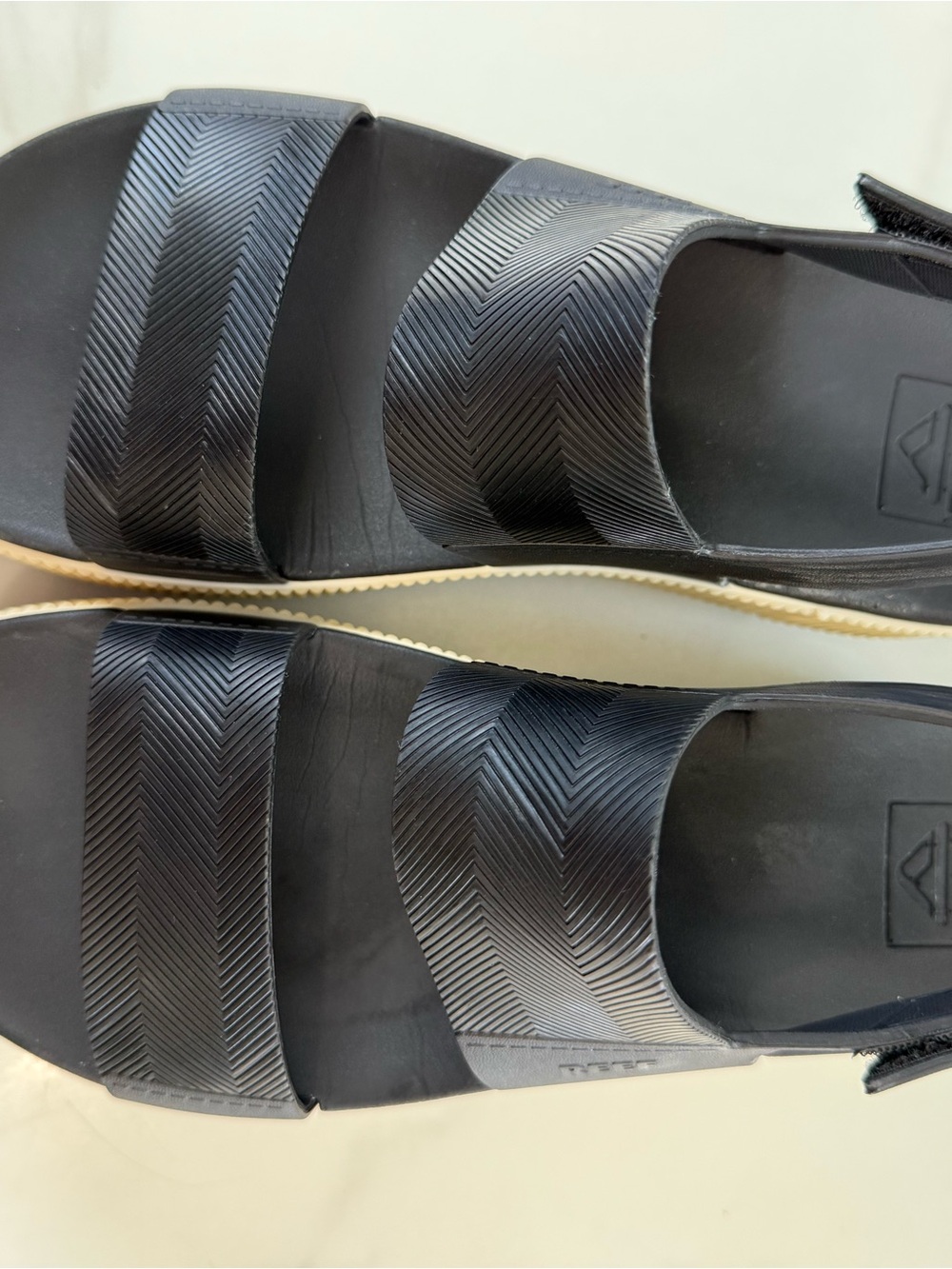 Reef Black Slingback Platform Sandals with Cream Ribbed Sole - Picture 2 of 8